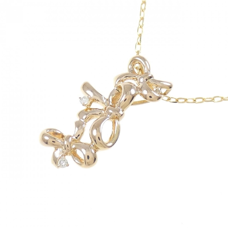 K18PG Dây chuyền kim cương hình ruy băng 0.01CT - Hàng hiệu Chính hãng 863807