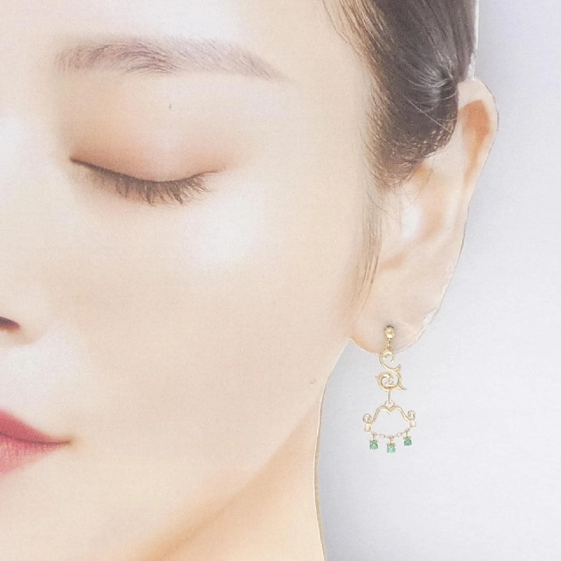 K18YG Emerald Earrings - Hàng hiệu Authentic 863289