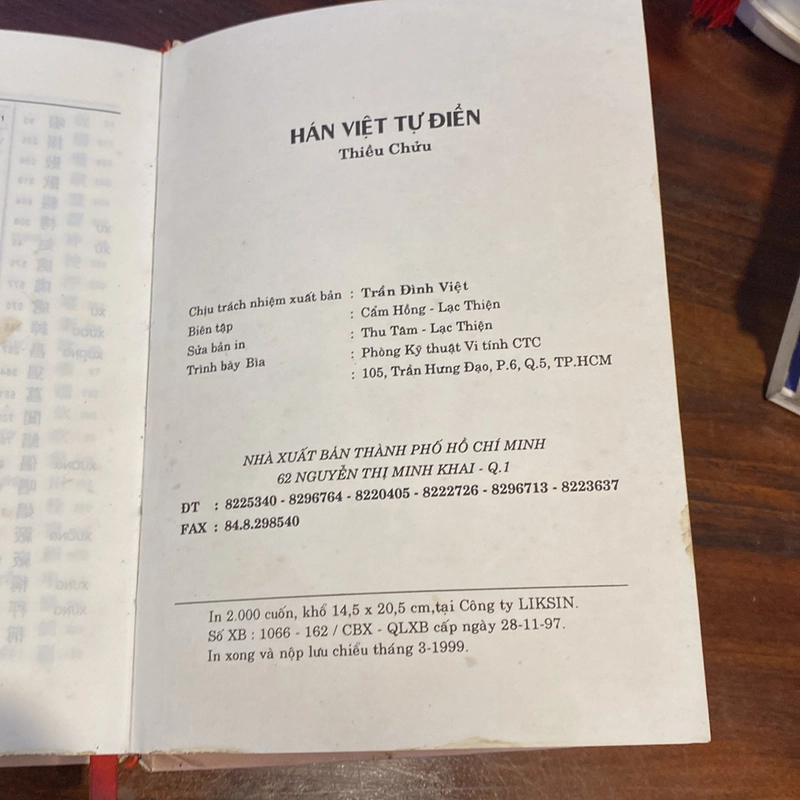HÁN - VIỆT TỰ ĐIỂN, THIỀU CHỬU, BÌA CỨNG, XUẤT BẢN NĂM 1999 472684