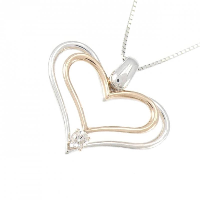 K18WG/K18PG Dây chuyền kim cương hình trái tim 0.10CT - Hàng hiệu Chính hãng 860127