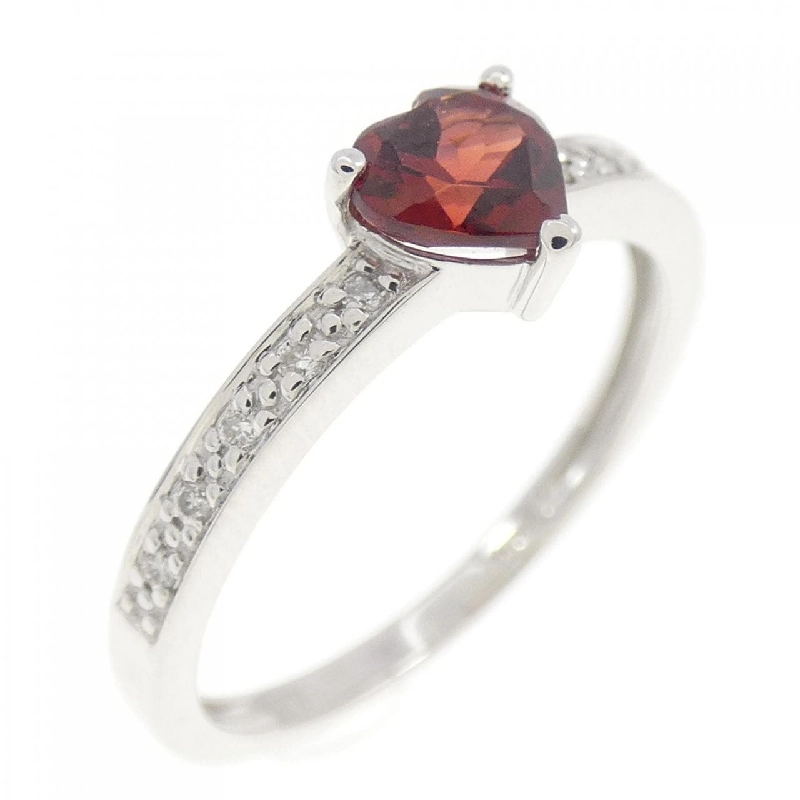 Nhẫn Garnet 750WG hình trái tim 671088