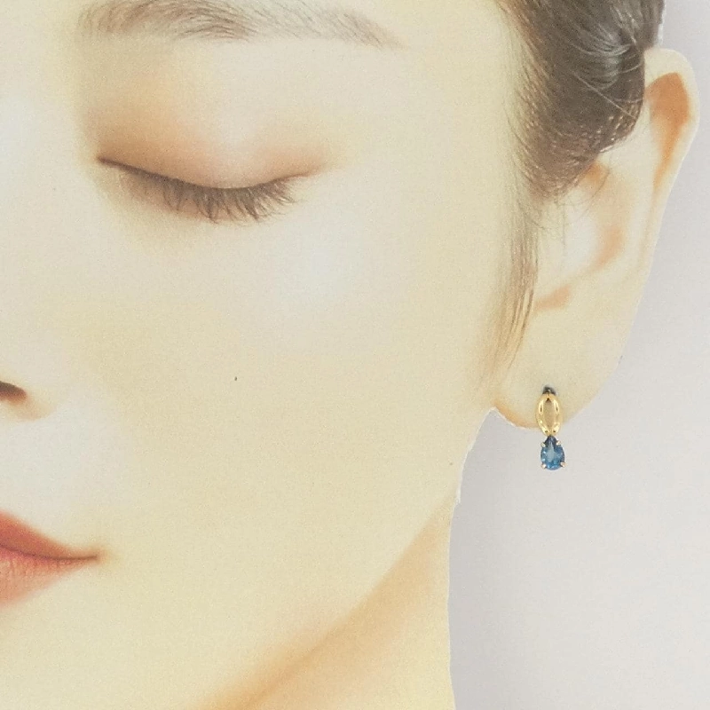 K18YG Blue Topaz Earrings - Hàng hiệu Authentic 870484