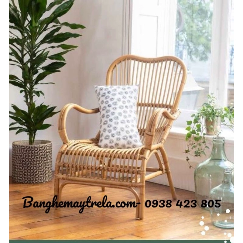 Ghế mây tự nhiên lưng cao kèm tay vịn 479525