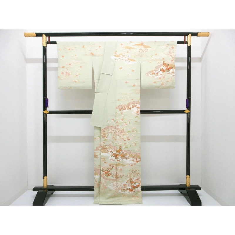 Áo kimono thăm viếng, trang trí vàng Yuzen, có thêu - Hàng hiệu Authentic 878420