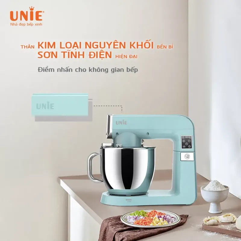 Máy nhồi bột UNIE UE-990 dung tích 6.5L, công suất 1800W, 10 tốc độ điều chỉnh 957080