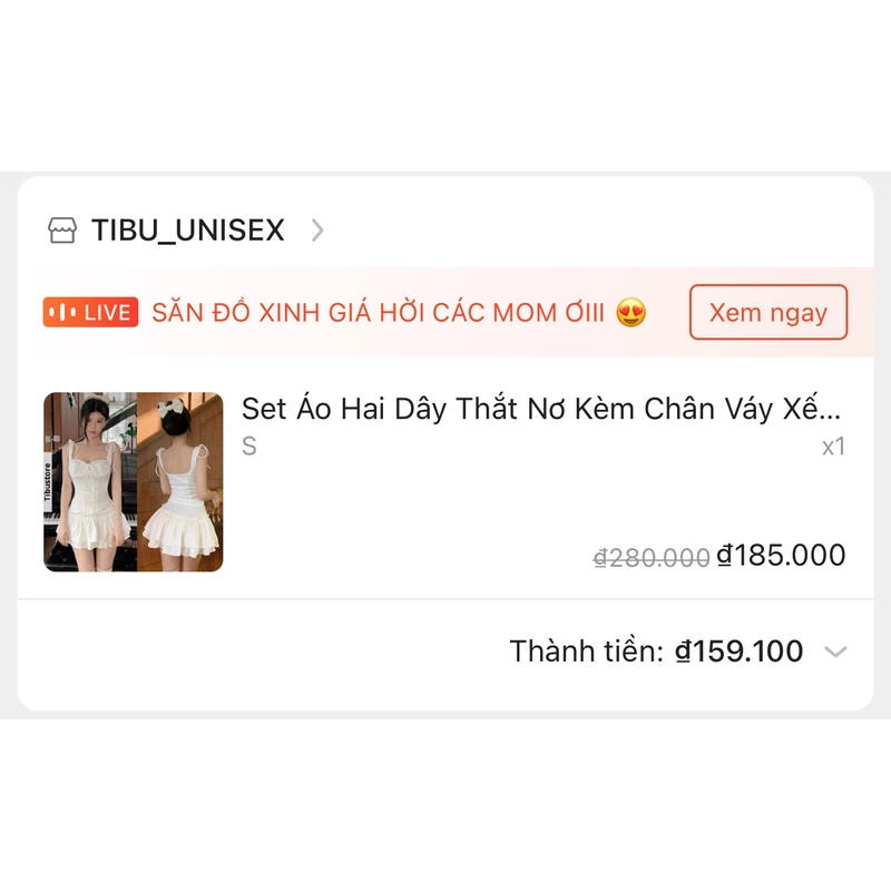 (Pass đồ) Set Áo Hai Dây Thắt Nơ Kèm Chân Váy Xếp Tầng Viền Eo TIBU Set Đồ Nữ Tiểu Thư Ôm  508909