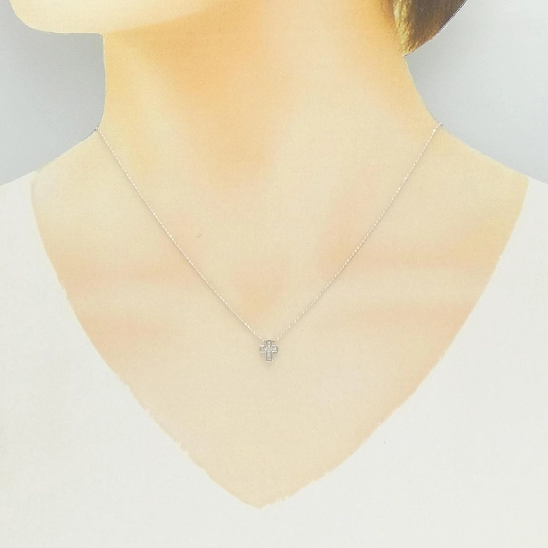 K18WG Dây chuyền kim cương chéo 0.05CT - Hàng hiệu Authentic 857919