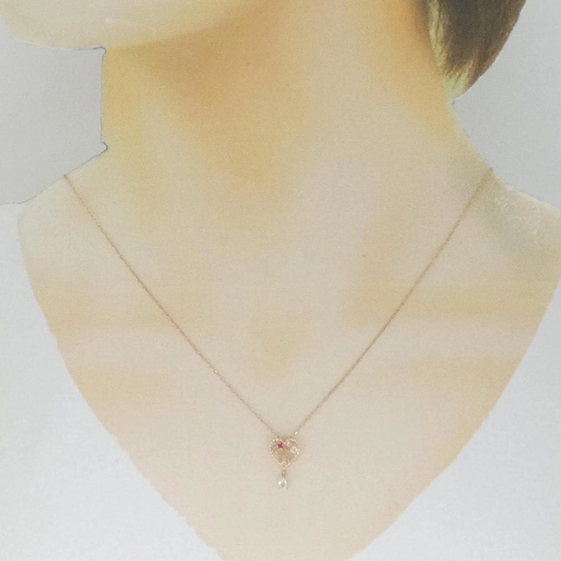 K10PG Ruby Heart Necklace - Hàng hiệu Chính hãng 863839