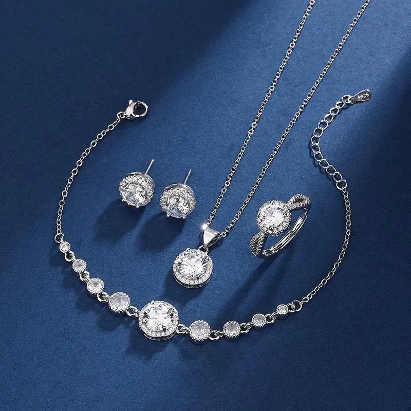 Bộ trang sức đính Moissanite 2ct siêu sáng 593743
