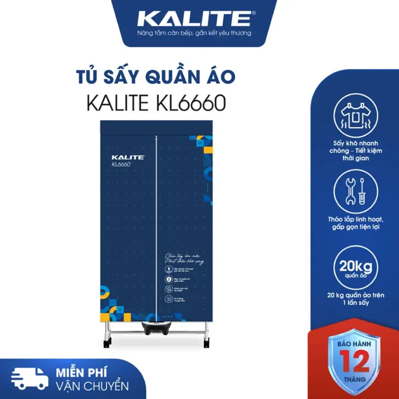 🌟 Tủ Sấy Quần Áo Đa Năng KALITE KL6660 – Sấy Nhanh & Diệt Khuẩn, Nấm Mốc 👕✨ 711609