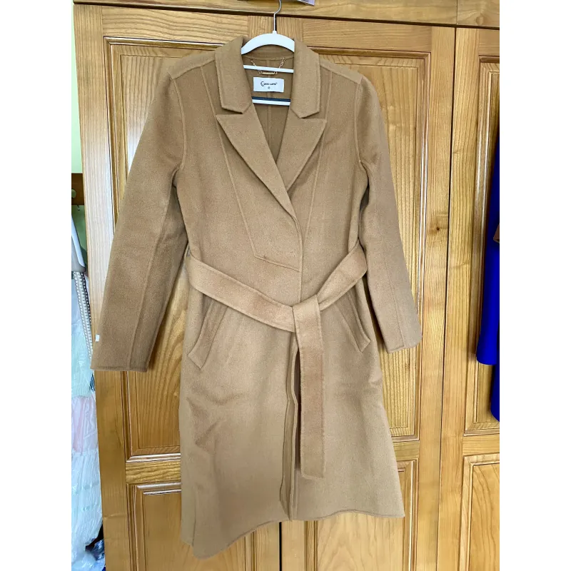 Áo dạ nữ lông cứu khâu tay 2 mặt size M mới màu nâu tây 970842