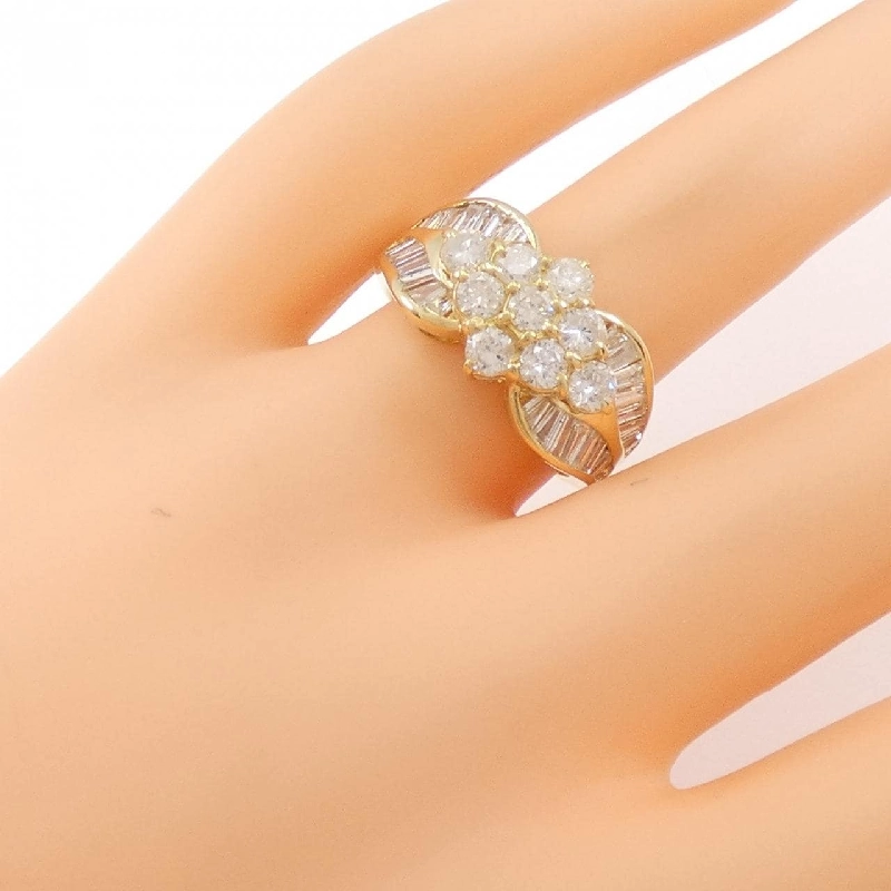 Nhẫn kim cương hoa K18YG 2.05CT 667597