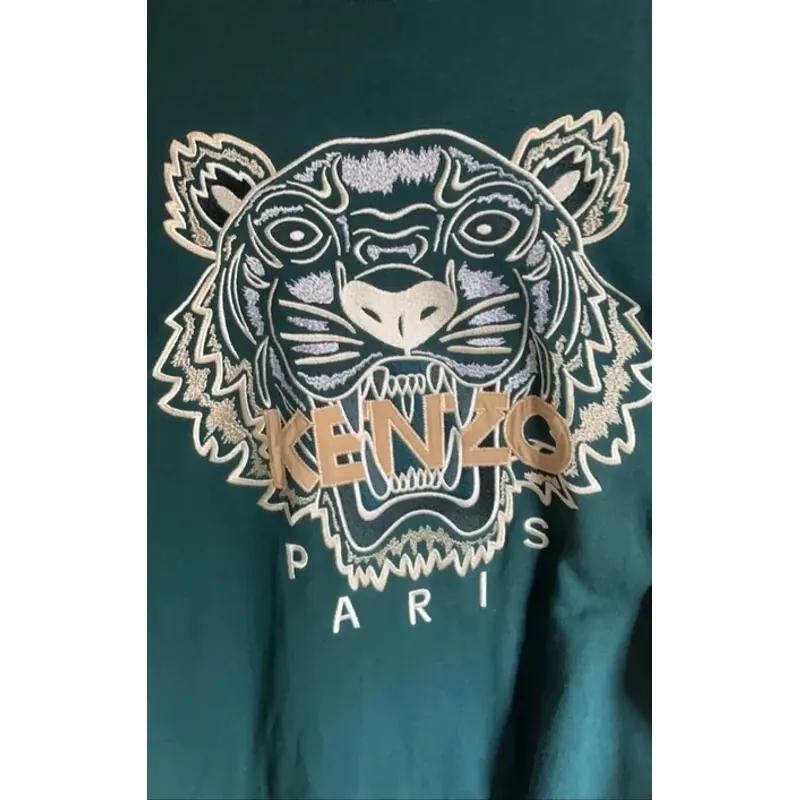 Áo sweatshirt Kenzo màu xanh lá đậm thêu đầu hổ 757897