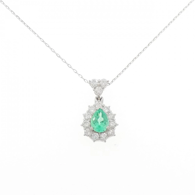 Dây chuyền ngọc lục bảo PT900/K18WG 0.71CT - Hàng hiệu Authentic 860005