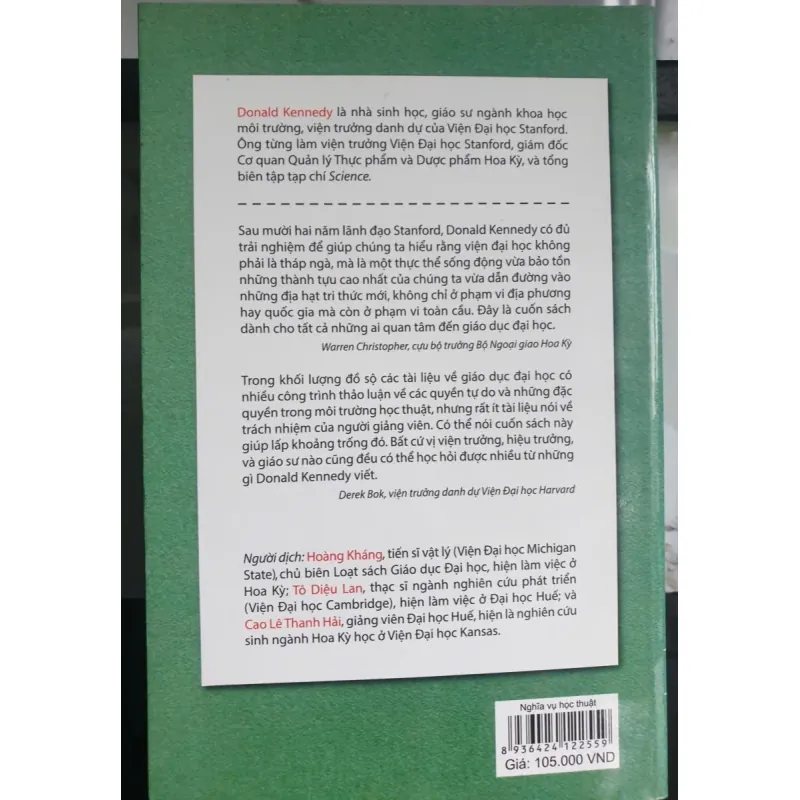 Sách Nghĩa vụ học thuật- Donald Kennedy mới 90% 674734