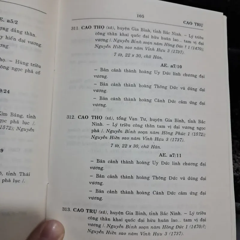 Bảng tra thần tích theo địa danh làng xã 1000909