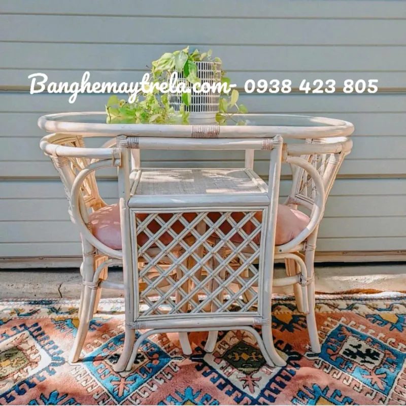 Bàn ghế mây cà phê 600693