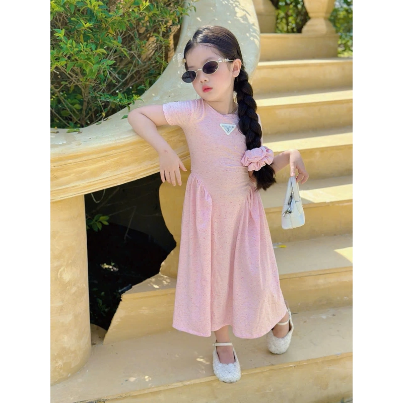 VÁY ĐÔI / COUPLE MẸ VÀ BÉ GÁI váy đầm maxi thun cột nơ phía sau kèm chun cột tóc 474127