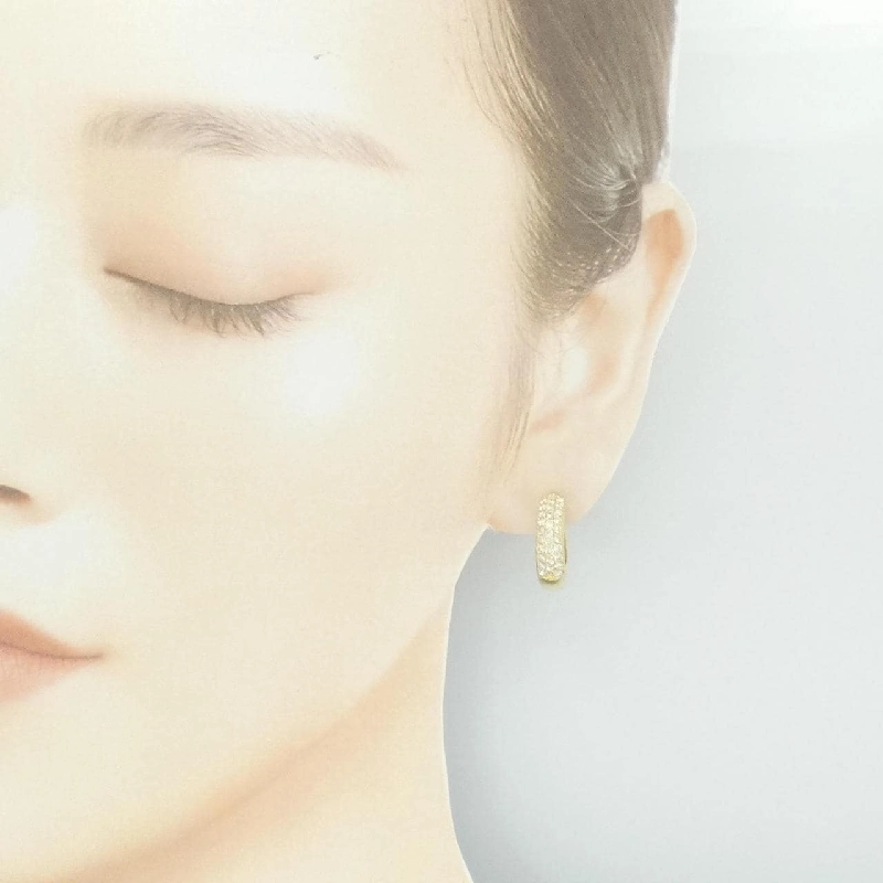 K18YG Pave Diamond Hoop Earrings 1.00CT - Hàng hiệu Authentic 875254