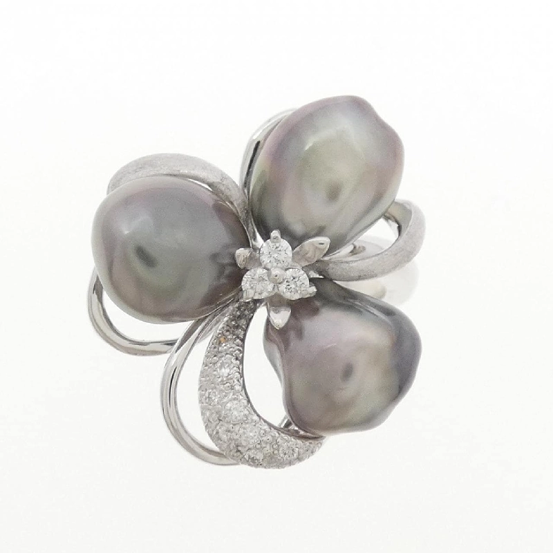 Nhẫn ngọc trai đen hoa K18WG - Hàng hiệu Authentic 853431