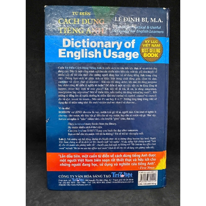 [Phiên Chợ Sách Cũ] Từ Điển Cách Dùng Tiếng Anh - Lê Đình Bì M.A. H0606, 2007 SBM 524914