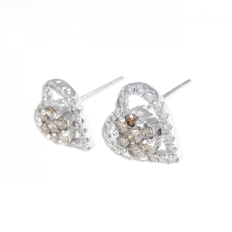 Bông tai kim cương hình trái tim × hoa 750WG/K18WG 0.726CT - Hàng hiệu Chính hãng 869723