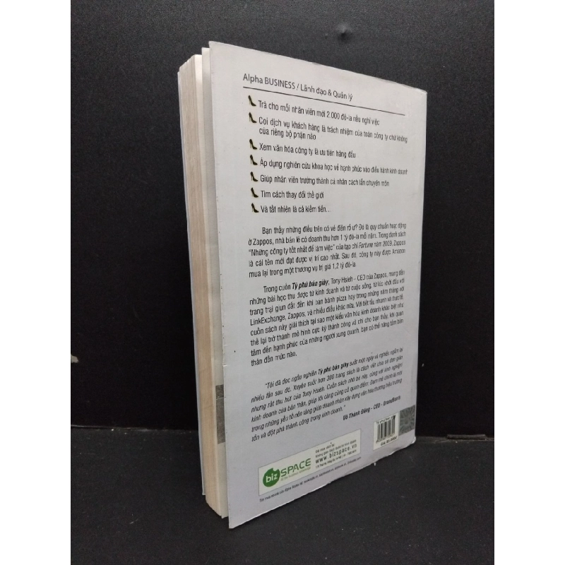 Tỷ phú bán giày Tony Hsieh mới 80% ố có viết vào sách 2014 HCM.ASB0609 916948