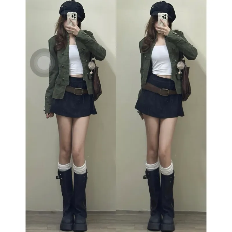 Set áo khoác nữ cổ điển phối quần short đậm phong cách trẻ trung 790337