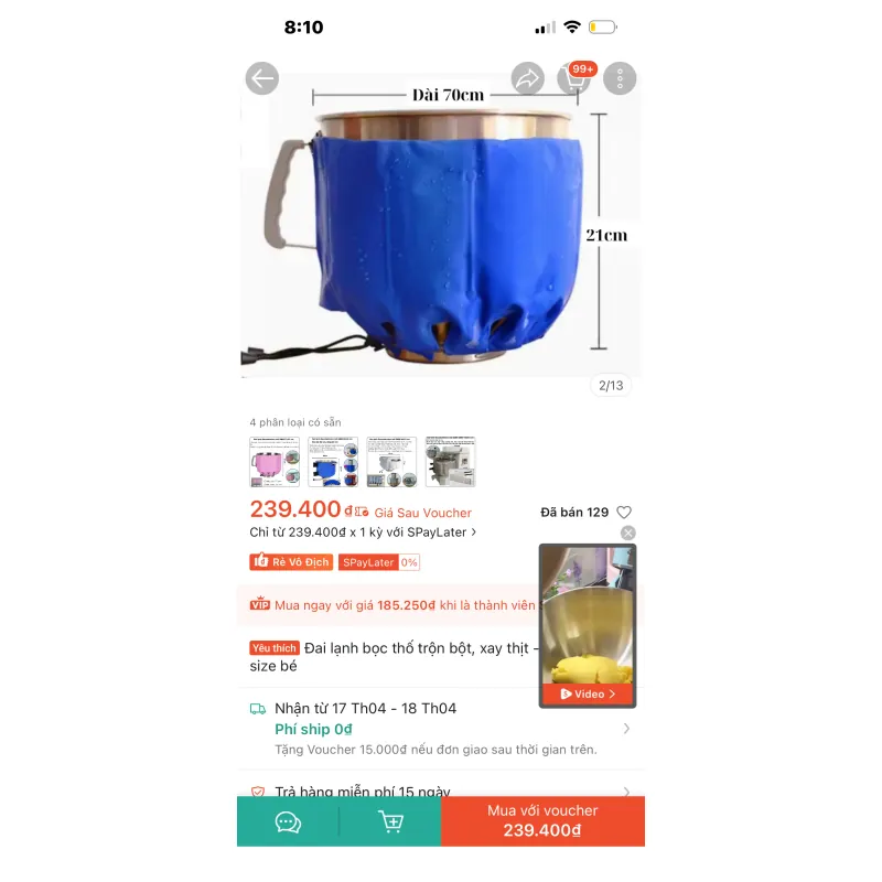 Đai lạnh bọc thố trộn thịt hoặc ủ bánh mới xài 1 lần 1013717