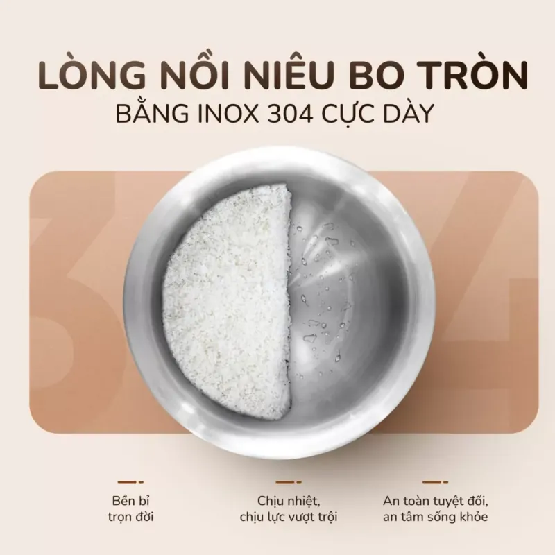 Nồi cơm điện tử UNIE URC612 , nấu cơm giảm đường, lòng nồi inox, dung tích 1,2L 598352