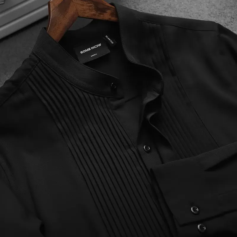 Áo sơ mi cổ tàu nam màu đen size S SomeHow mặc 1 lần 564891