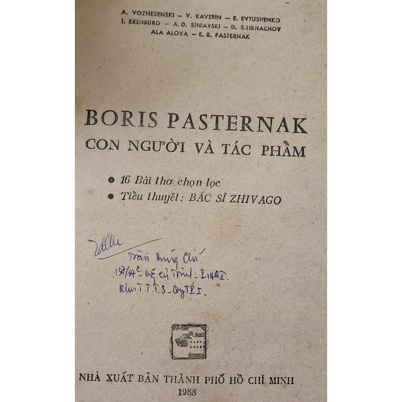 Boris Pasternak, con người và tác phẩm (bao gồm thiên tiểu thuyết Bác sĩ Zhivago) 702985