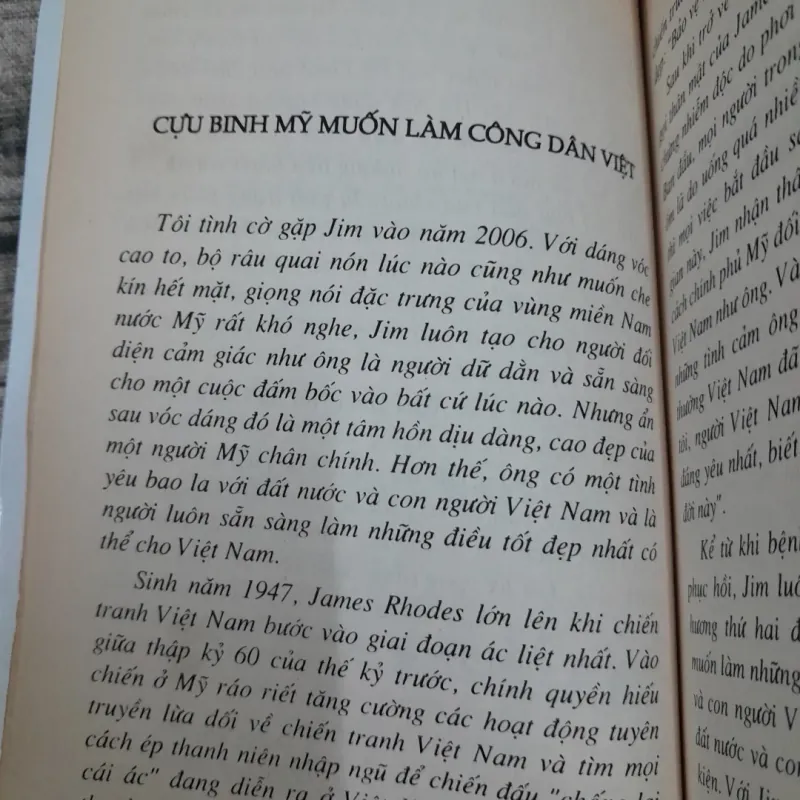 Hồi ký cựu binh Mỹ về Đấu tranh cho nạn nhân Da Cam Việt Nam. JAMES RHODES. Trần Việt Hùng 750902