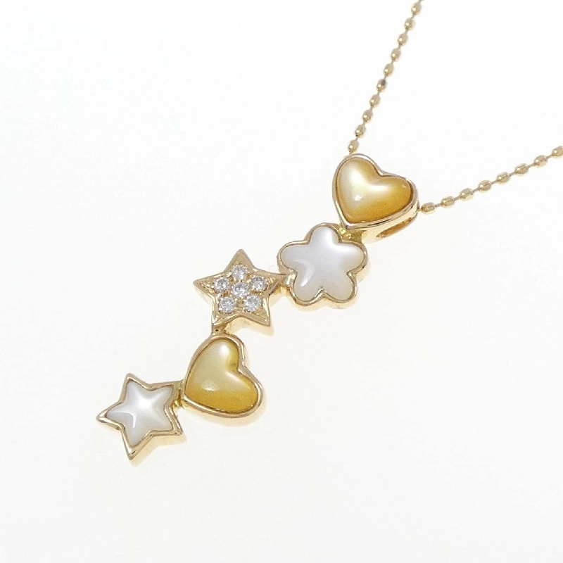 K18YG Heart × Star Mother of Pearl Necklace - Hàng hiệu Authentic 845846