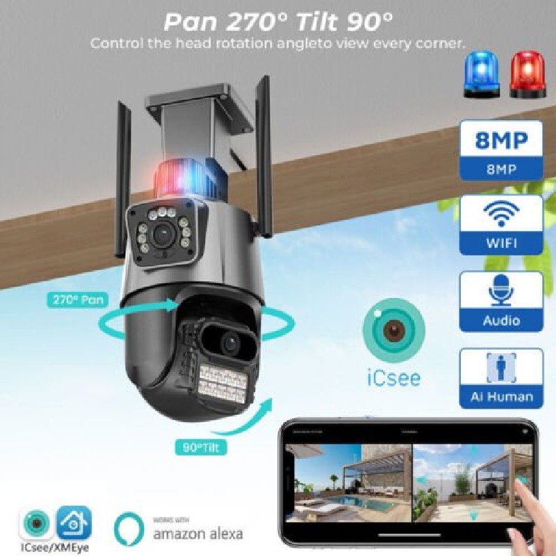 Camera wifi 2 mắt AI ngoài trời. 23470