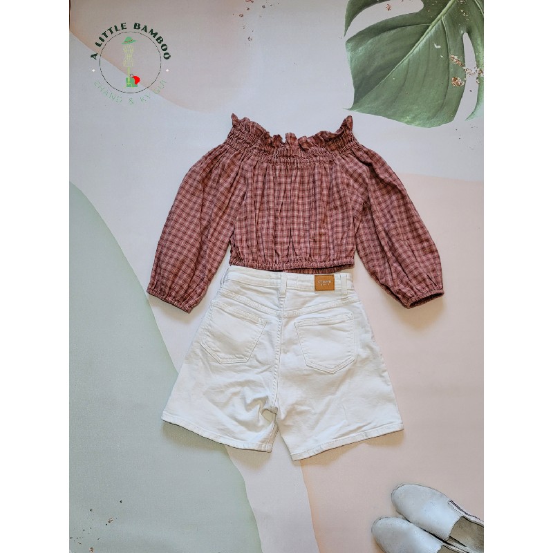 Áo trễ vai croptop Libé workshop hồng đất size S 14418