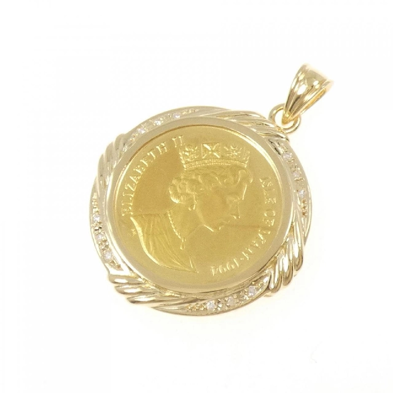 K18YG(khung) Mặt dây chuyền đồng xu kim cương 0.14CT - Hàng hiệu Chính hãng 866474