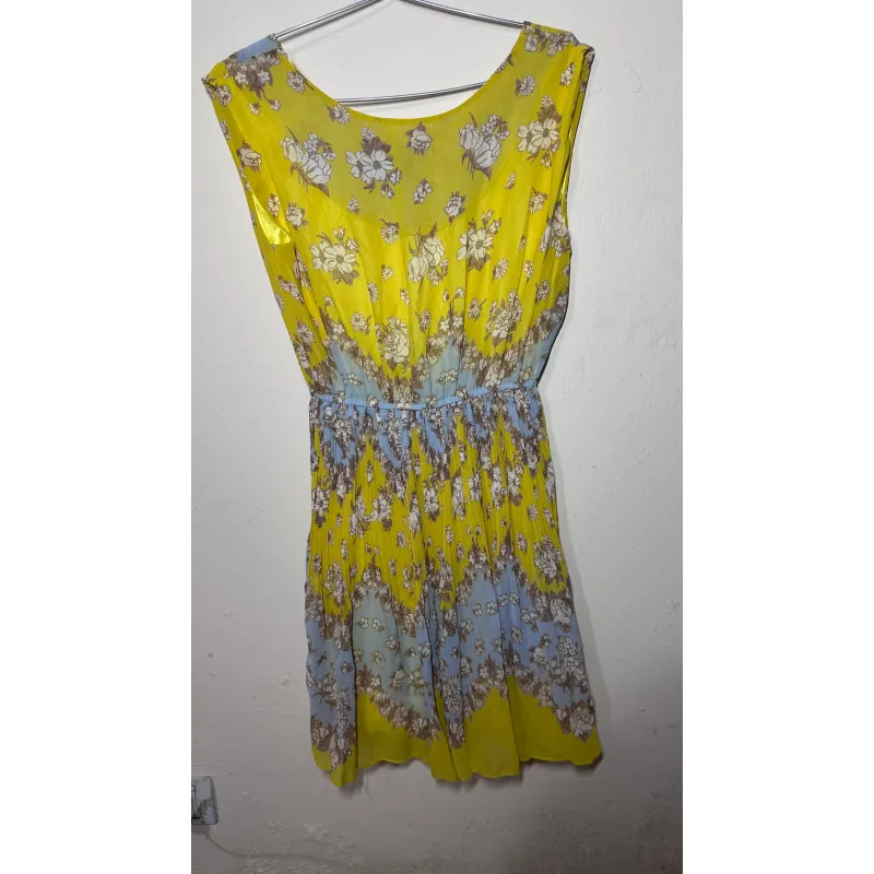 Đầm nữ họa tiết hoa vàng và xanh pastel size M 734238