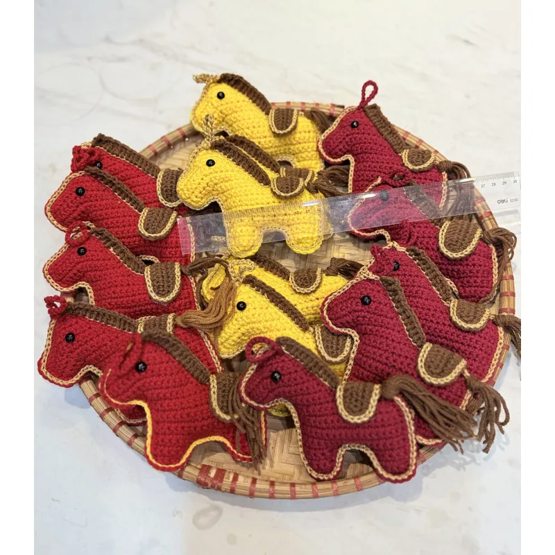 Đồ trang trí Tết Bính Ngọ 2026 con ngựa làm thủ công bằng len, búp bê ngựa bằng len 756055