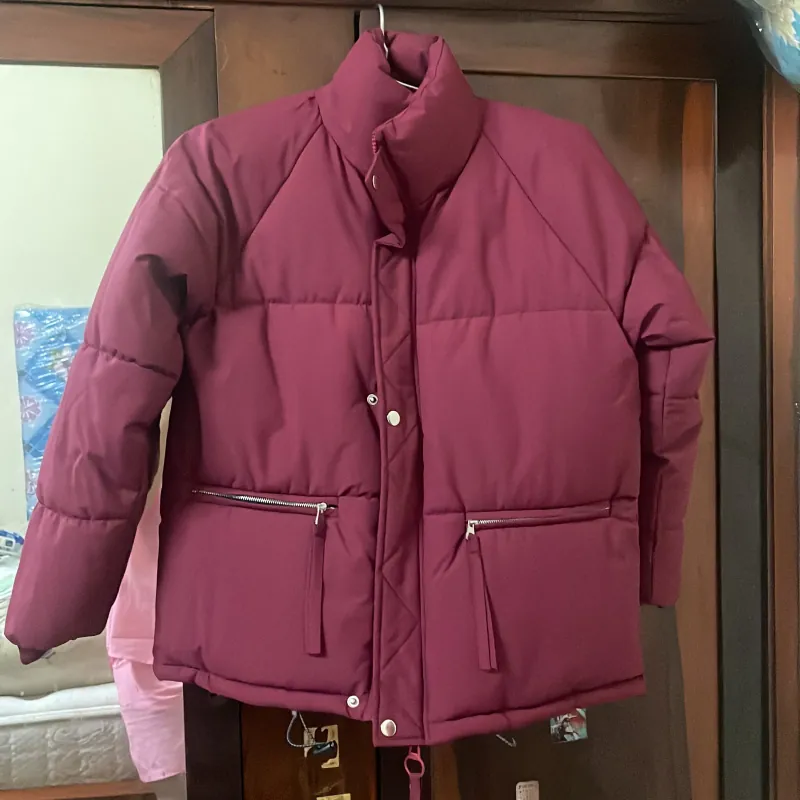 Áo phao, L, đỏ đô, nguyên tem.  779485