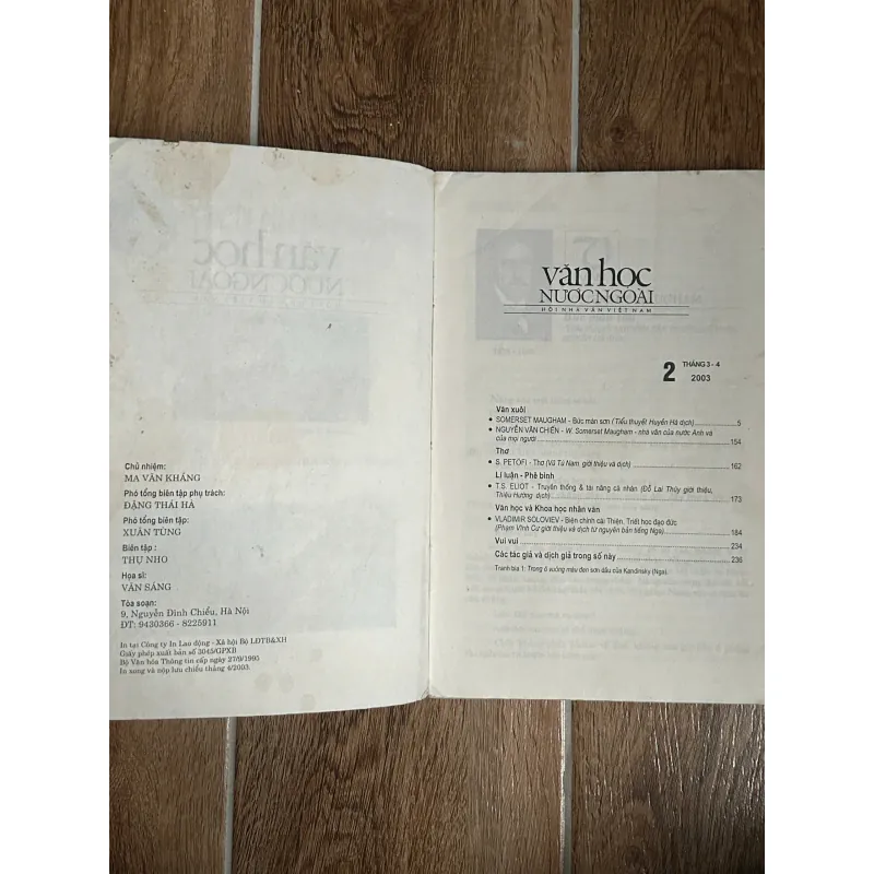 Tạp Chí Văn Học Nước Ngoài - Số 2/2003 (Maugham, Eliot, v.v) 740030