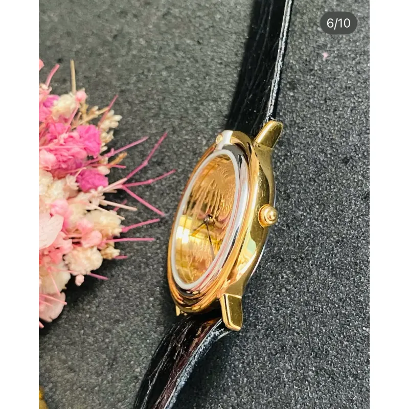 Đồng hồ mặt su bạc đúc, đính diamond vỏ bọc vàng dành cho nữ hiệu Franklin Mint mới 95% 557901
