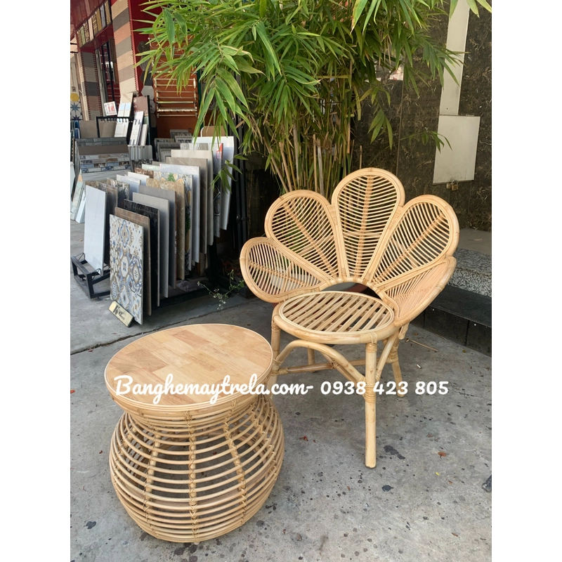 Bàn ghế mây tự nhiên uống cafe phòng ngủ 517187