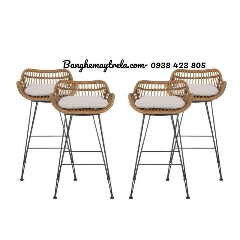 Ghế quầy bar chân sắt nhựa giả mây 475511