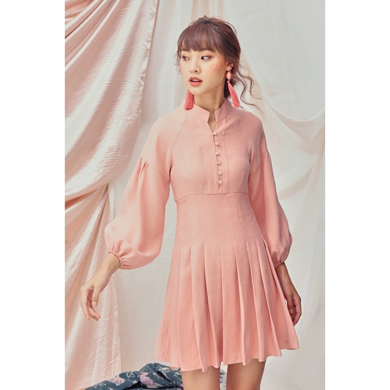 Đầm xếp ly Jubin Studio + size S + màu hồng giá đỗ + chính hãng + đã qua sử dụng 90% 505629