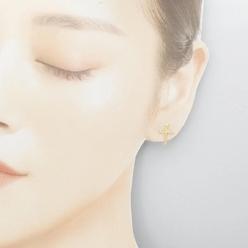 K18YG Khuyên tai hình chữ thập - Hàng hiệu Chính hãng 869987