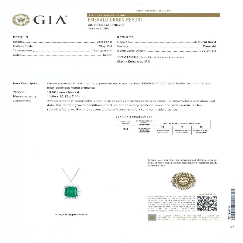 Dây chuyền ngọc lục bảo PT900/PT850 6.04CT xuất xứ Colombia - Hàng hiệu Authentic 858419