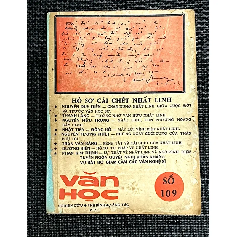 HỒ SƠ CÁI CHẾT NHẤT LINH- Tạp chí Văn Học số 109 miền Nam VN trước 1975 1013704