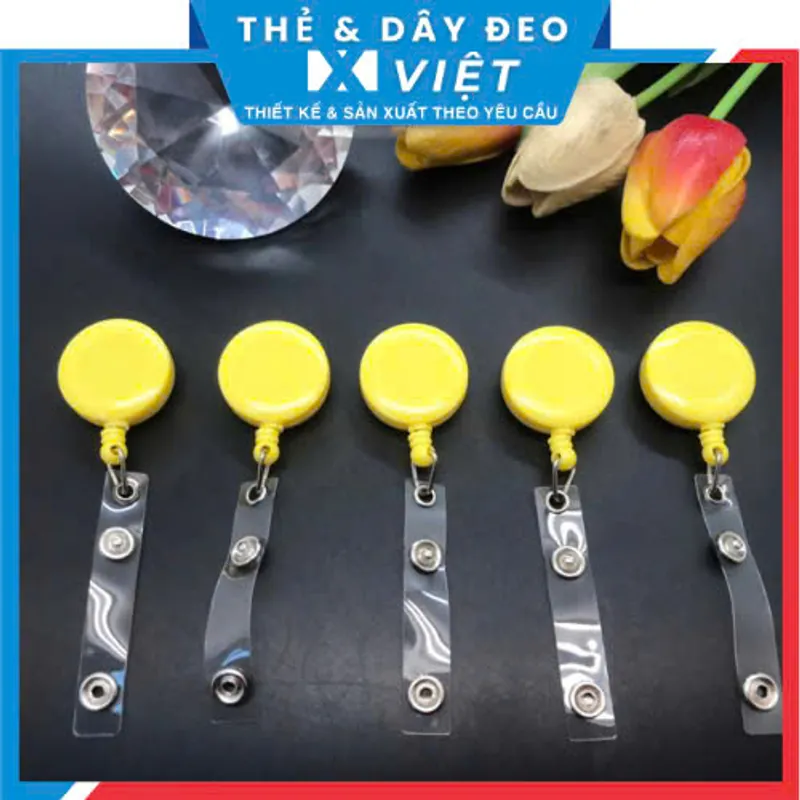 Dây đeo + thẻ nhân viên HB88 top FC mobile học sinh sinh viên co rút bản 1cm màu vàng trẻ trung 1064258