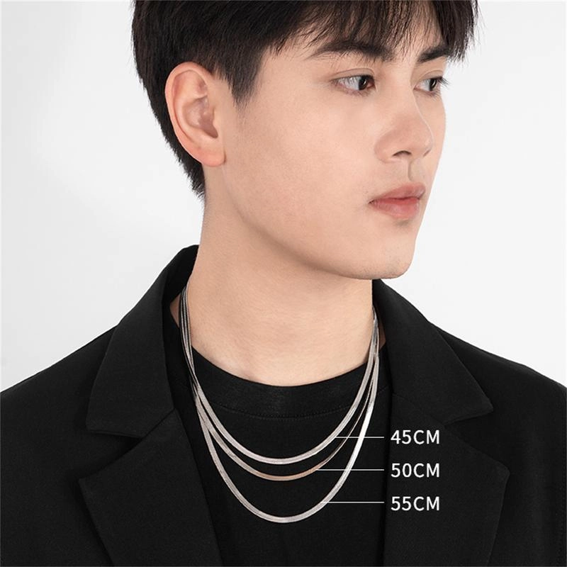 Dây chuyền nam nữ titan 5MM45CM trangsucpt sợi mì dẹp cao cấp sang trọng thép không gỉ 530557